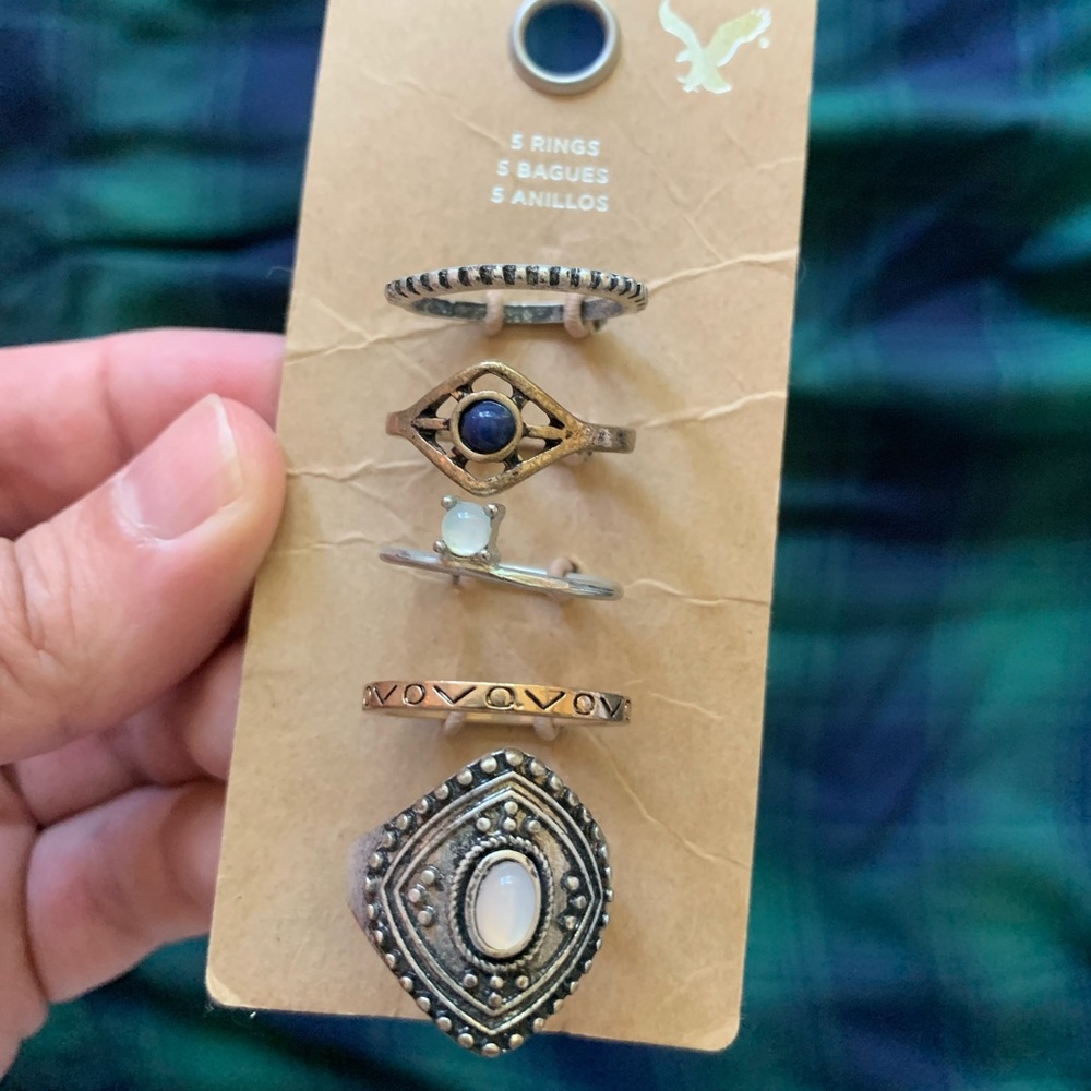 American Eagle Set of 5 Rings in‎ Silver/Gold